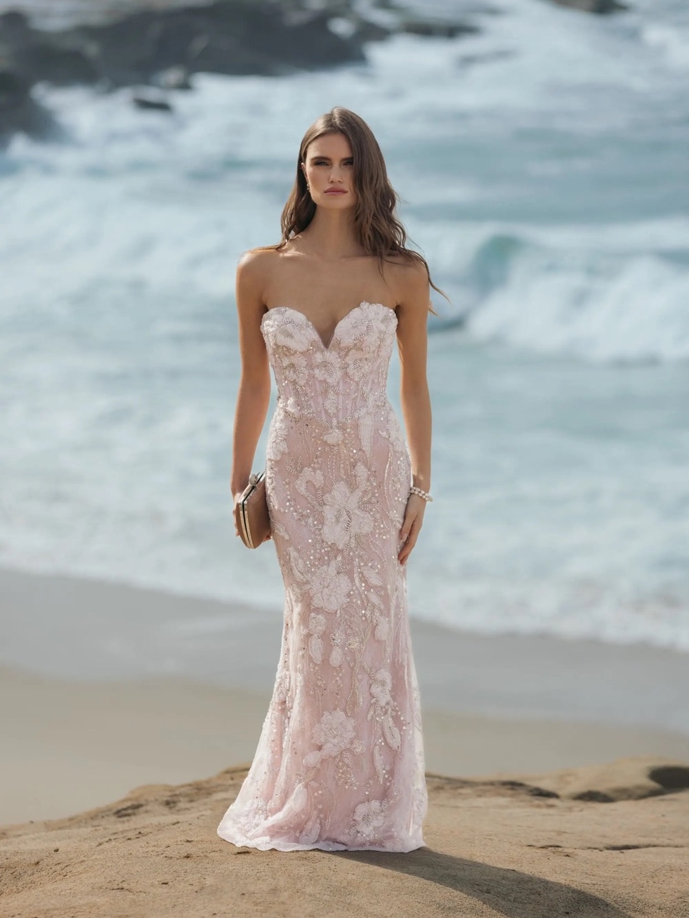 Mac Duggal 21283 Pink Embroidered Evening Gown - Picture 4 of 6